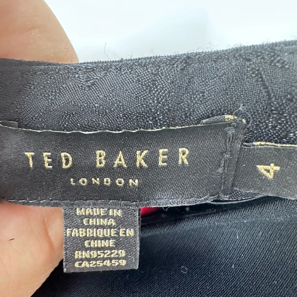 Ted Baker Pencil Skirt Black Pink Purple Color Block Exposed Zipper Womens 4 - Picture 2 of 7